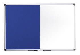 Bi-Office Kombitafel, Weißwand / Filz, blau, 900 x 600 mm
