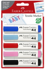 FABER-CASTELL Textilmarker, Babyfarben, 5er Blister
