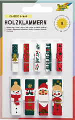 folia Holzklammern mit Druck XMas II