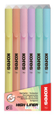 Kores Textmarker-Pen High Liner Pastell, 6er Etui