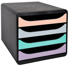 EXACOMPTA Schubladenbox BIG-BOX Aquarel, 4 Schübe, farbig