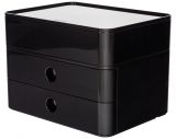 HAN SMART-BOX PLUS ALLISON – kompakte Design-Schubladenbox mit 2 Schubladen und Utensilienbox mit Deckel, jet black, 1100-13