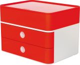 HAN SMART-BOX PLUS ALLISON – kompakte Design-Schubladenbox mit 2 Schubladen und Utensilienbox mit Deckel, cherry red, 1100-17