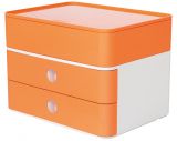 HAN SMART-BOX PLUS ALLISON – kompakte Design-Schubladenbox mit 2 Schubladen und Utensilienbox mit Deckel, apricot orange, 1100-81