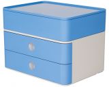 HAN SMART-BOX PLUS ALLISON – kompakte Design-Schubladenbox mit 2 Schubladen und Utensilienbox mit Deckel, sky blue, 1100-84