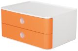 HAN SMART-BOX ALLISON – kompakte Design-Schubladenbox mit 2 Schubladen, hochglänzend und in Premium-Qualität, apricot orange, 1120-81