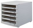 HAN Schubladenbox CONTUR – modernes und modular erweiterbares Schubladensystem, mit 5 offenen Schubladen bis Format DIN B4, lichtgrau, 1505-0-11