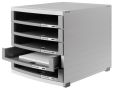 HAN Schubladenbox CONTUR – modernes und modular erweiterbares Schubladensystem, mit 5 offenen Schubladen bis Format DIN B4, lichtgrau-dunkelgrau, 1505-0-19