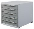 HAN Schubladenbox CONTUR – modernes und modular erweiterbares Schubladensystem, mit 5 geschlossenen Schubladen bis Format DIN B4, lichtgrau-dunkelgrau, 1505-19