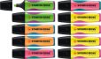 Textmarker - STABILO BOSS SPLASH - 10er Pack - je 2 x grün, orange, pink, 4 x gelb