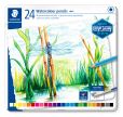 STAEDTLER 14610C M24 Aquarellstift Design Journey, 24er Metalletui wasservermalbarer Buntstift (klassisches Sechskantformat, für Aquarelleffekte auf Aquarellpapier, auch für klassische Trockentechniken)  24 leuchtende Farben