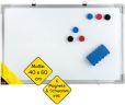 Idena 10414 - Whiteboard mit Alurahmen, ca. 40 x 60 cm groß, inklusive 6 Magnete und Schwamm, zur Wandmontage geeignet, ideal für Büro und zu Hause, ohne Maker