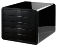HAN Schubladenbox i-Box – High-End Schreibtischbox mit 5 Schubladen für Formate bis DIN A4/C4. Die ultimative Designbox für das moderne Büro, schwarz, 1551-13