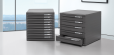 HAN Schubladenbox CONTUR – modernes und modular erweiterbares Schubladensystem, mit 10 geschlossenen Schubladen bis Format DIN B4, dunkelgrau, 1510-191