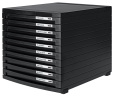 HAN Schubladenbox CONTUR – modernes und modular erweiterbares Schubladensystem, mit 10 geschlossenen Schubladen bis Format DIN B4, schwarz, 1510-13