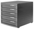 HAN Schubladenbox CONTUR – modernes und modular erweiterbares Schubladensystem, mit 5 geschlossenen Schubladen bis Format DIN B4, dunkelgrau, 1505-191