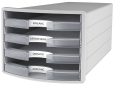 HAN Schubladenbox IMPULS 2.0 – innovatives, attraktives Design in höchster Qualität. Mit 4 offenen Schubladen für DIN A4/C4, lichtgrau/transluzent-klar, 1013-63