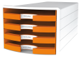 HAN Schubladenbox IMPULS 2.0 – innovatives, attraktives Design in höchster Qualität. Mit 4 offenen Schubladen für DIN A4/C4, weiß-orange, 1013-51