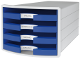 HAN Schubladenbox IMPULS 2.0 – innovatives, attraktives Design in höchster Qualität. Mit 4 offenen Schubladen für DIN A4/C4, lichtgrau-blau, 1013-14