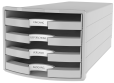 HAN Schubladenbox IMPULS 2.0 – innovatives, attraktives Design in höchster Qualität. Mit 4 offenen Schubladen für DIN A4/C4, lichtgrau, 1013-11