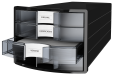HAN Schubladenbox IMPULS 2.0 – innovatives, attraktives Design in höchster Qualität. Mit 4 geschlossenen Schubladen für DIN A4/C4, schwarz/transluzent-klar, 1012-363