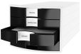 HAN Schubladenbox IMPULS 2.0 – innovatives, attraktives Design in höchster Qualität. Mit 4 geschlossenen Schubladen für DIN A4/C4, weiß-schwarz, 1012-32