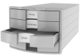 HAN Schubladenbox IMPULS 2.0 – innovatives, attraktives Design in höchster Qualität. Mit 4 geschlossenen Schubladen für DIN A4/C4, lichtgrau, 1012-11