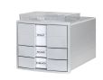 HAN Schubladenbox IMPULS – modernes Gehäusedesign für Papierformate DIN A4/C4. Mit 3 geschlossenen Schubladen und Schubladeneinsatz für DIN A4/C4, lichtgrau, 1017-11
