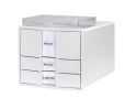 HAN Schubladenbox IMPULS – modernes Gehäusedesign für Papierformate DIN A4/C4. Mit 3 geschlossenen Schubladen und Schubladeneinsatz für DIN A4/C4, weiß, 1017-12