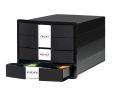 HAN Schubladenbox IMPULS – modernes Gehäusedesign für Papierformate DIN A4/C4. Mit 3 geschlossenen Schubladen und Schubladeneinsatz für DIN A4/C4, schwarz, 1017-13