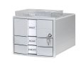 HAN Schubladenbox IMPULS – modernes Gehäusedesign für Papierformate DIN A4/C4. Mit 3 geschlossenen Schubladen und Schloss, inkl. Einsatz, lichtgrau, 1018-11