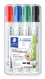 STAEDTLER Whiteboard-Marker Lumocolor, Rundspitze ca. 2 mm Linienbreite, Set mit 4 Farben, hohe Qualität Made in Germany, trocken und rückstandsfrei abwischbar von Whiteboards, 351 WP4