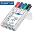 STAEDTLER Whiteboard-Marker Lumocolor, Rundspitze ca. 2 mm Linienbreite, Set mit 4 Farben, hohe Qualität Made in Germany, trocken und rückstandsfrei abwischbar von Whiteboards, 351 WP4