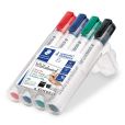 STAEDTLER Whiteboard Marker Lumocolor, trocken und rückstandsfrei abwischbar, Keilspitze ca. 2 oder 5 mm, hohe Qualität Made in Germany, Set mit 4 Farben, 351 B WP4