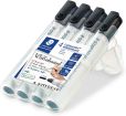 STAEDTLER Whiteboard Marker Lumocolor, Rundspitze ca. 2 mm Linienbreite, hohe Qualität, trocken und rückstandsfrei abwischbar von Whiteboards, Set mit 4 schwarzen Markern, 351 WP4-9X