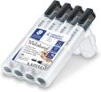 STAEDTLER Whiteboard Marker Lumocolor, Rundspitze ca. 2 mm Linienbreite, hohe Qualität, trocken und rückstandsfrei abwischbar von Whiteboards, Set mit 4 schwarzen Markern, 351 WP4-9X