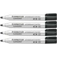 STAEDTLER Whiteboard Marker Lumocolor, Rundspitze ca. 2 mm Linienbreite, hohe Qualität, trocken und rückstandsfrei abwischbar von Whiteboards, Set mit 4 schwarzen Markern, 351 WP4-9X