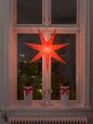 Konstsmide 2982-185 Weihnachtsstern Glühlampe, LED Orange bestickt, mit ausgestanzten Motiven, mit Schalter