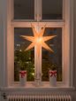 Konstsmide 2982-138 Weihnachtsstern Glühlampe, LED Gelb bestickt, mit ausgestanzten Motiven, mit Schalter