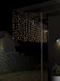 Konstsmide 3674-103 - LED Lichtervorhang, mit weißen Globes, 200 warmweiße Dioden, 24V Außentrafo, transparentes Kabel