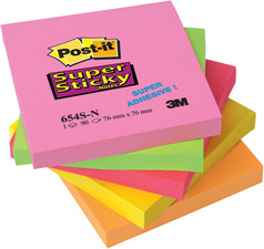 Post-it Haftnotizen Super Sticky Notes, 127 x 76 mm, 4-farbi