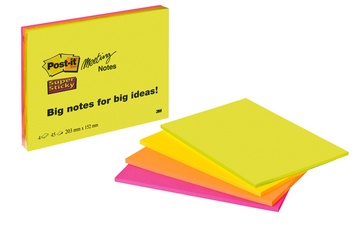 Post-it Meeting Notes Super Sticky, 152 x 203 mm, 4-farbig