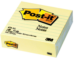 Post-it Haftnotizen XL, liniert, 100 x 100 mm, gelb