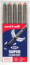 uni-ball Tintenroller eye fine UB-157, 5er Etui, sortiert