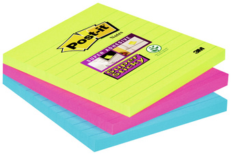 Post-it Haftnotizen Super Sticky Notes, 100x100 mm, 3-farbig