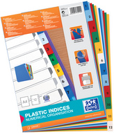 Oxfo Kunststoff-Register, Zahlen, DIN A4, farbig, 5-teilig