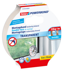 tesa Powerbond Montageband, transparent, 19 mm x 1,5 m