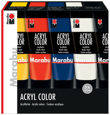 Marabu Acrylfarbe AcrylColor, Starter Set 5 x 100 ml