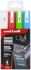 uni-ball Kreidemarker Chalk PWE-5M, 4er-Etui, weiß