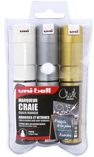 uni-ball Kreidemarker Chalk PWE-8K, 3er-Etui,farbig sortiert